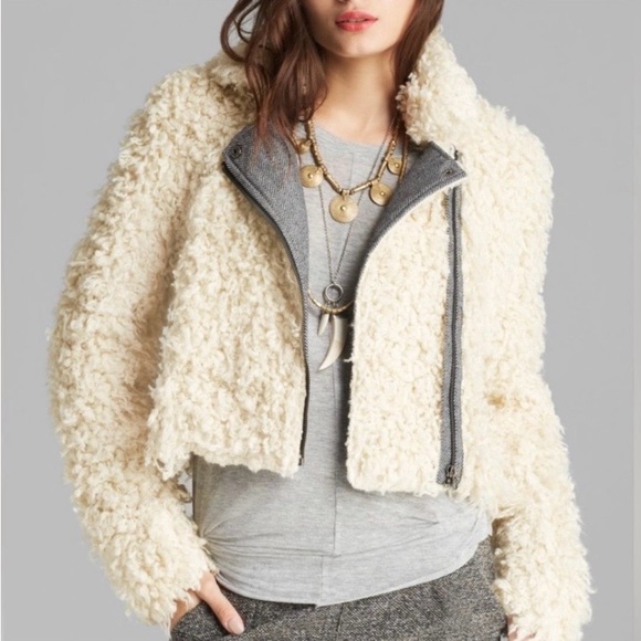 Free People Jackets & Blazers - Free people Cream Shearling moto Jacket